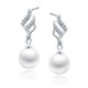 Elegantní stříbrné náušnice s perlou a zirkony
