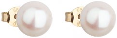 Zlaté náušnice s bílou perlou 8 mm na puzetu