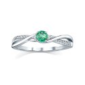 Stříbrný prsten s pravým smaragdem a zirkony