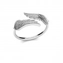 Otevřený stříbrný prsten s motivem křídel