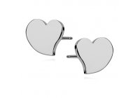 Stříbrné náušnice - puzety s leštěnými srdci