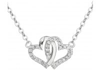 Stříbrný náhrdelník - dvě srdce se zirkony