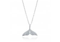 Stříbrný náhrdelník velrybí ocas se zirkony