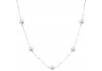 Stříbrný náhrdelník s pěti bílými kulatými perlami