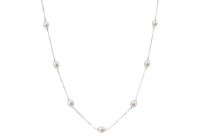 Stříbrný náhrdelník s bílými oválnými perlami