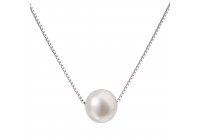 Stříbrný náhrdelník s bílou perlou 8 mm