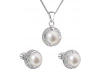Decentní stříbrná perlová souprava s řetízkem