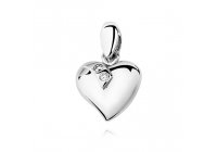 Stříbrný přívěsek - srdce s dvěma zirkony