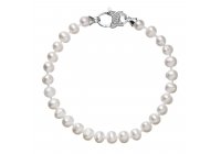 Stříbrný perlový náramek bílé perly 6 mm
