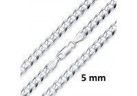 Stříbrný náhrdelník curb 5 mm/50 cm rhodiovaný
