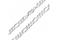 Stříbrný náhrdelník figaro 6 mm/55 cm rhodiovaný