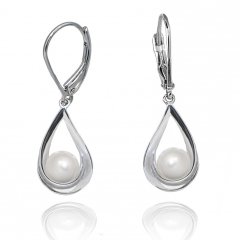 Stříbrné náušnice - kapky s pravou perlou