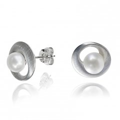 Stříbrné náušnice kulaté s pravými perlami