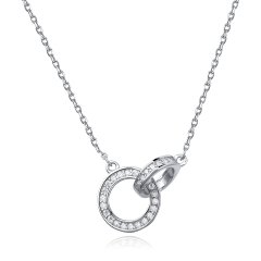 Stříbrný náhrdelník spojené kruhy se zirkony