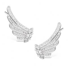 Stříbrné lemující náušnice - andělská křídla se zirkony