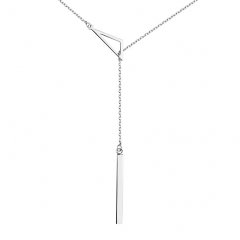 Stříbrný náhrdelník s trojúhelníkem a tyčkou