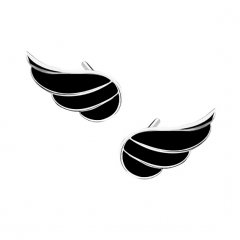 Stříbrné náušnice s motivy černých křídel na puzety