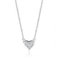 Decentní stříbrný náhrdelník - srdce se zirkony