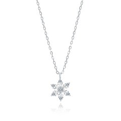 Stříbrný náhrdelník sněhová vločka - čiré zirkony