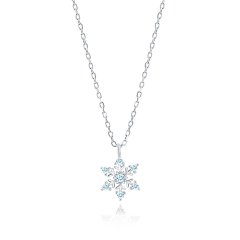 Stříbrný náhrdelník sněhová vločka modré zirkony