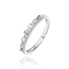 Stříbrný prsten se zirkony s motivem řetízku
