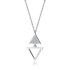 Stříbrný náhrdelník dva trojúhelníky se zirkony