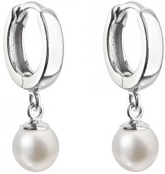 Stříbrné kruhové náušnice se zavěšenou perlou