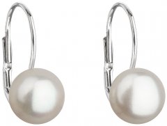 Stříbrné náušnice s bílou perlou 7,5 mm