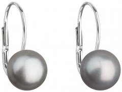 Stříbrné náušnice se šedou perlou 7,5 mm
