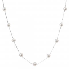Stříbrný náhrdelník s bílými kulatými perlami