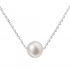 Stříbrný náhrdelník s bílou perlou 10 mm