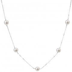 Stříbrný náhrdelník s pěti bílými kulatými perlami