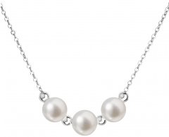 Stříbrný náhrdelník s třemi bílými kulatými perlami