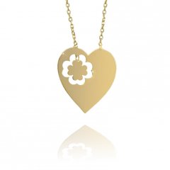 Zlatý náhrdelník - srdce se čtyřlístkem