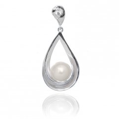 Stříbrný přívěsek - kapka s pravou perlou