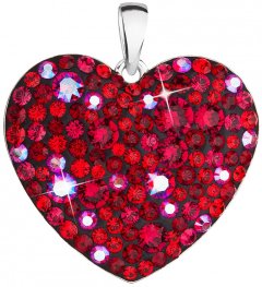 Stříbrné srdce poseté červenými krystaly Swarovski 