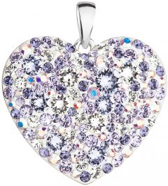Stříbrné srdce poseté fialovými krystaly Swarovski 