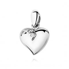 Stříbrný přívěsek - srdce s dvěma zirkony