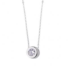 Stříbrný náhrdelník s kulatým zirkonem - čirá