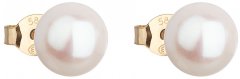 Zlaté náušnice s bílou perlou 8 mm na puzetu