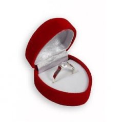 Krabička na šperky sametová - srdce 35 x 40 mm