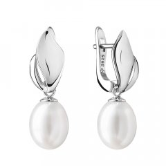 Stříbrné náušnice Maeve s bílou perlou