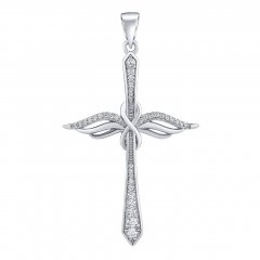 Stříbrný přívěsek křížek s andělskými křídly Auel