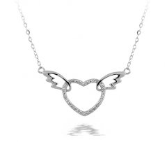 Stříbrný náhrdelník - srdce s křídly
