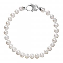 Stříbrný perlový náramek bílé perly 6 mm