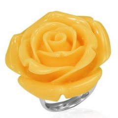 Ocelový prsten - růže žlutá