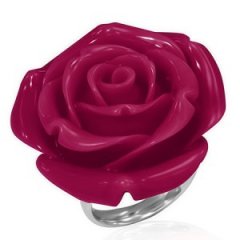 Ocelový prsten - růže fialová