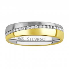 Stříbrný snubní prsten GLOWIE se žlutým zlacením a zirkony
