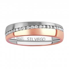 Stříbrný snubní prsten GLOWIE s růžovým zlacením a zirkony
