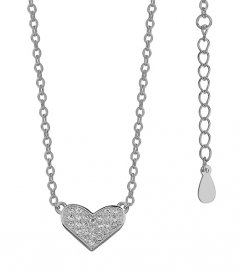 Stříbrný náhrdelník - srdce s mikro zirkony